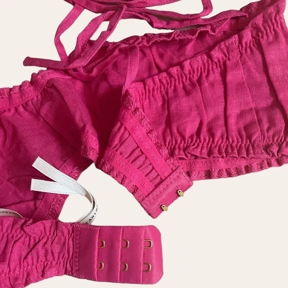 Anthropologie Ruched Hot Pink Barbiecore Sweetheart Bralette Size M NWT